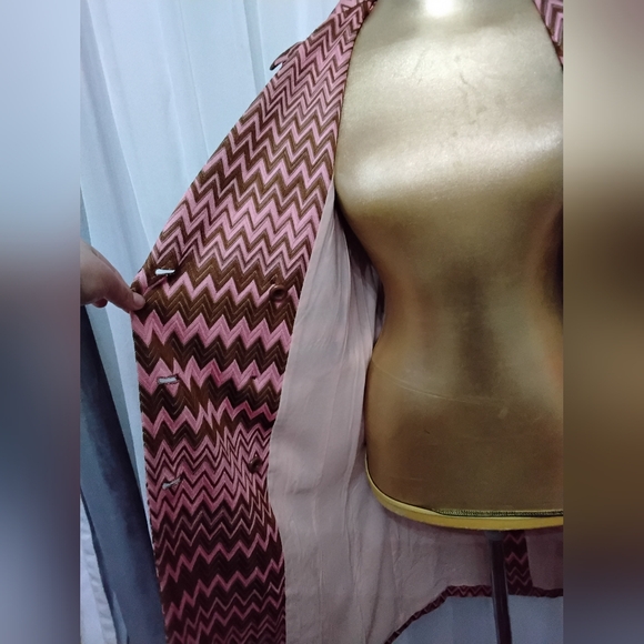 Vintage Missoni 1970s Zigzag Double-Breasted Coat - Made in Italy - IT 40 - Picture 10 of 16